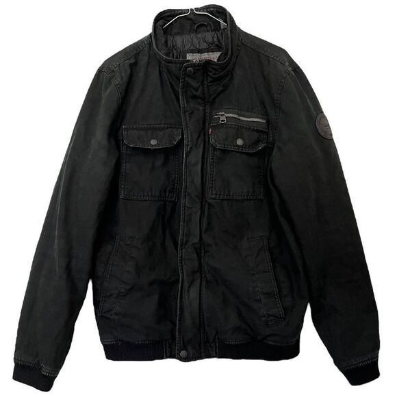 Levi's Field Jacket Black Heavyweight Quilted Utility Trucker Military Medium - Picture 1 of 12